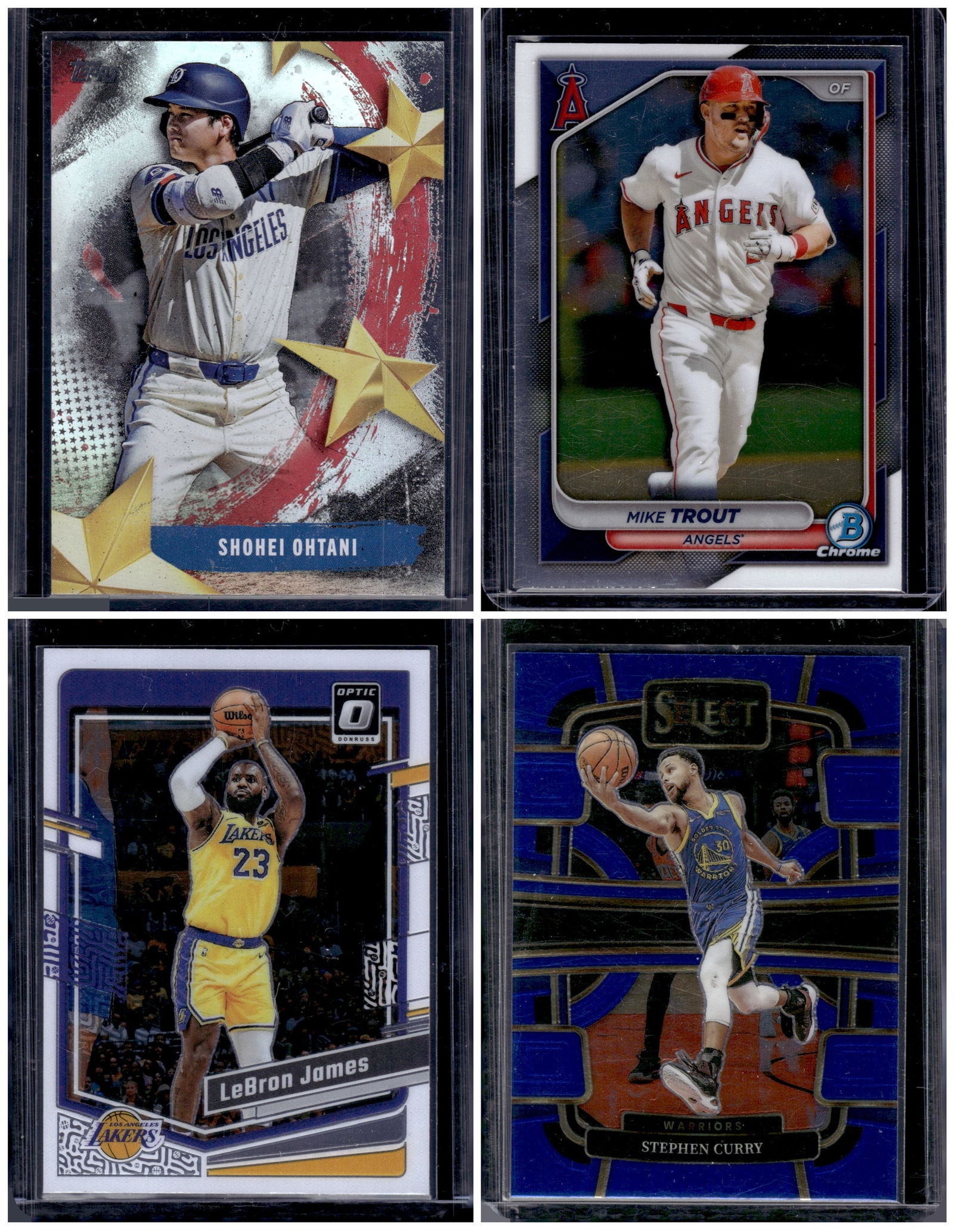 Multi Sport Lot of 4 Cards. Shohei Ohtani, Mike Trout, LeBron James, Stephen Curry (1 of 1)