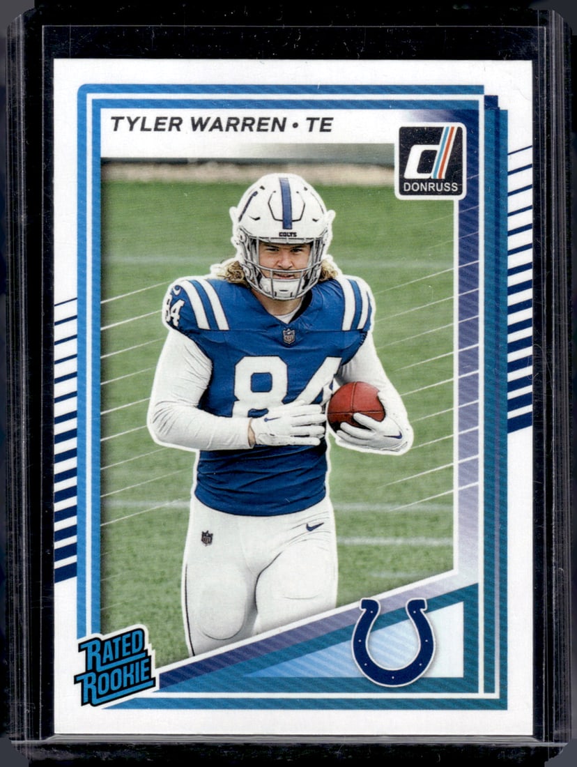 Tyler Warren Rookie Card 2025 Panini Donruss #337 Indianapolis Colts: Panini Select, Prizm, Mosaic, Contenders, Zenith, Phoenix, Illusions, Absolute, Rookie NFL Sports Trading Cards, SP, SSP, Cards, Football Cards for Sale Near Me, Superbowl & Hall of Fame Player Cards,