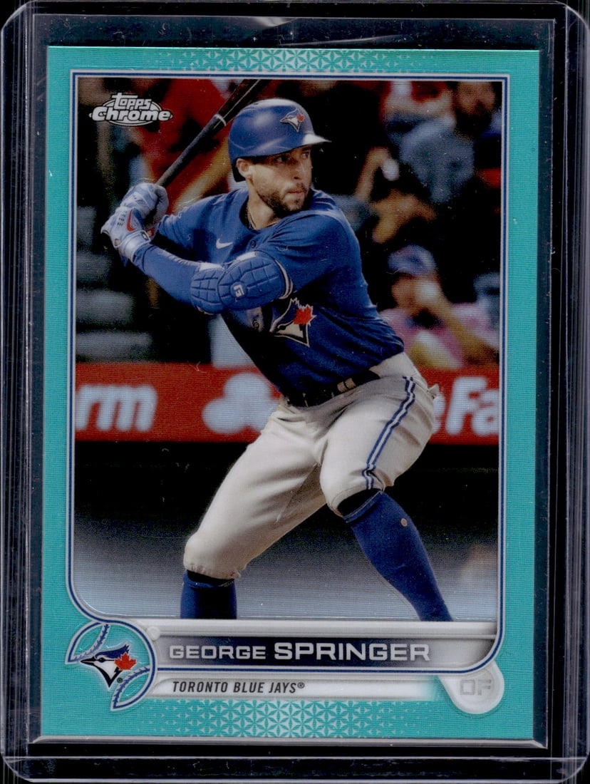 George Springer Aqua Refractor /199 2022 Topps Chrome #214 Toronto Blue Jays (1 of 2)
