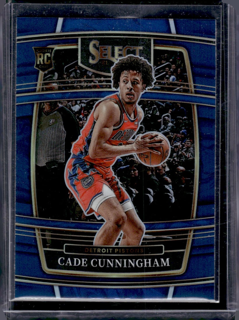 Cade Cunningham Rookie Card Blue Prizm 2021-22 Panini Select #11 Detroit Pistons: Panini Select, Prizm, Mosaic, Contenders, Revolution, Phoenix, NBA Hoops, Rookie NFL Sports Trading Cards, Silver, SP, SSP, Wave Prizms, Numbered Cards, Basketball sports Cards for Sale Near Me, NBA C