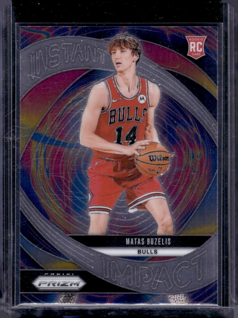 Matas Buzelis Rookie Card Instant Impact 2024-25 Panini Prizm #14 Chicago Bulls: Panini Select, Prizm, Mosaic, Contenders, Revolution, Phoenix, NBA Hoops, Rookie NFL Sports Trading Cards, Silver, SP, SSP, Wave Prizms, Numbered Cards, Basketball sports Cards for Sale Near Me, NBA C