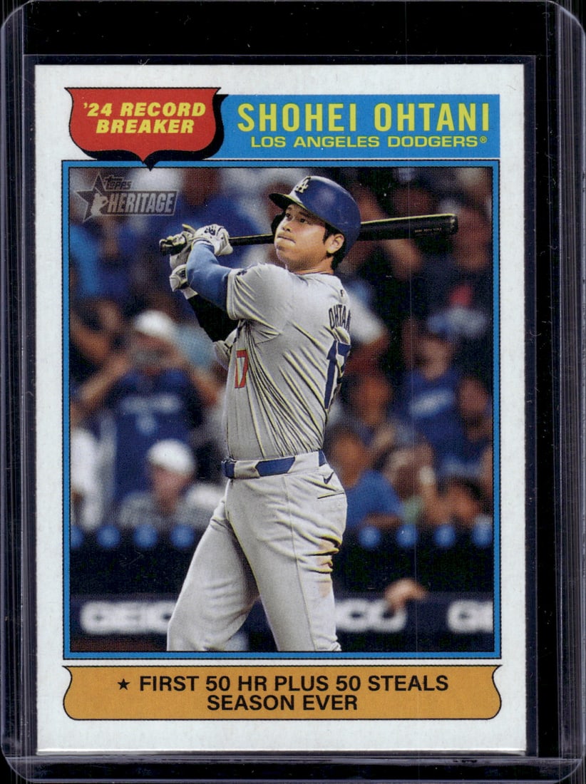 Shohei Ohtani Record Breaker 2025 Topps Heritage #1 Los Angeles Dodgers: Topps Baseball MLB Trading & Sports Cards, Sports Cards for Sale Near Me, World Series & Hall of Fame Players Memorabilia, Refractors, X-Fractors, Numbered, SP, SSP, Valuable Auction Memorabilia Lots 