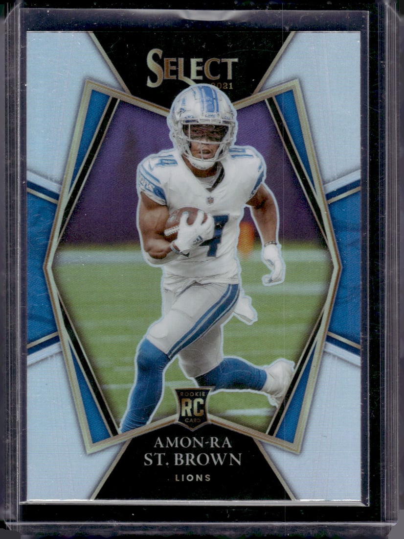 Amon-Ra St. Brown Rookie Card Silver Prizm 2021 Panini Select #173 Detroit Lions (1 of 2)