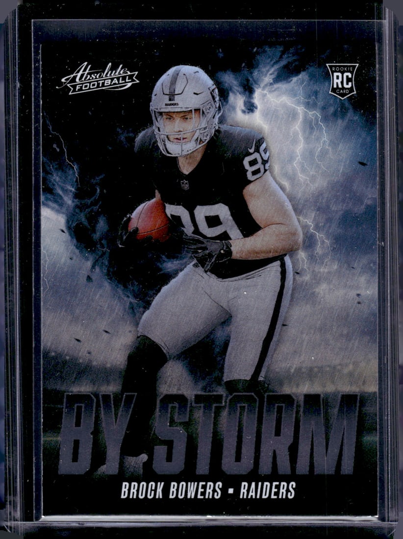 Brock Bowers Rookie Card By Storm 2024 Panini Absolute #BS-BBS Las Vegas Raiders: Panini Select, Prizm, Mosaic, Contenders, Zenith, Phoenix, Illusions, Absolute, Rookie NFL Sports Trading Cards, SP, SSP, Cards, Football Cards for Sale Near Me, Superbowl & Hall of Fame Player Cards,