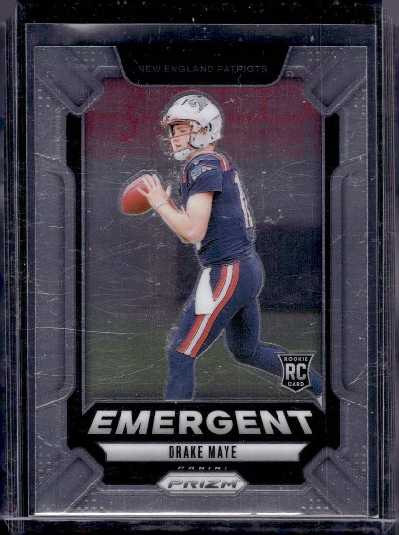 Drake Maye Rookie Card Emergent 2024 Panini Prizm #4 New England Patriots: Panini Select, Prizm, Mosaic, Contenders, Zenith, Phoenix, Illusions, Absolute, Rookie NFL Sports Trading Cards, SP, SSP, Cards, Football Cards for Sale Near Me, Superbowl & Hall of Fame Player Cards,