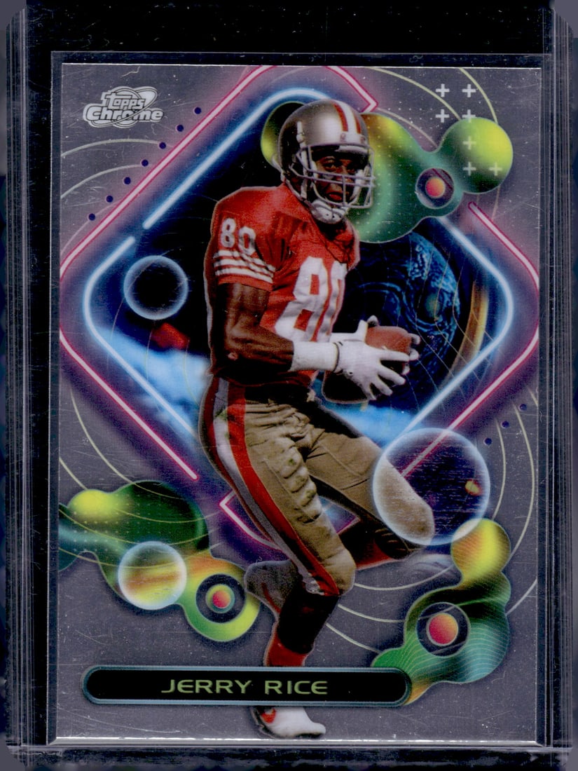 Jerry Rice Topps Chrome Cosmic 2023 Topps Composite #296 49ers: Topps Football NFL Trading Sports Cards, Sports Cards for Sale Near Me, Super Bowl & Hall of Fame Player Cards, Resurgence, Composite, SP, SSP, Valuable Auction Memorabilia Lots For Sale On Line