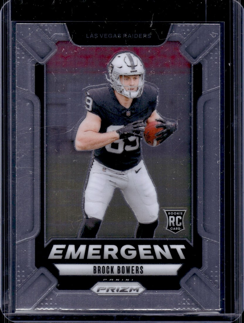 Brock Bowers Rookie Card Emergent 2024 Panini Prizm #8 Las Vegas Raiders: Panini Select, Prizm, Mosaic, Contenders, Zenith, Phoenix, Illusions, Absolute, Rookie NFL Sports Trading Cards, SP, SSP, Cards, Football Cards for Sale Near Me, Superbowl & Hall of Fame Player Cards,