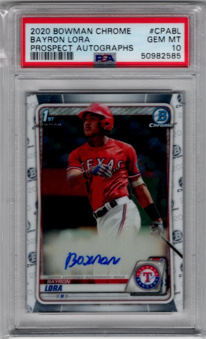 Bayron Lora 1st Bowman Auto 2020 Bowman Chrome #CPA-BL PSA 10: Bowman Baseball MLB Trading & Sports Cards, Sports Cards for Sale Near Me, World Series & Hall of Fame Players, SP, SSP, Chrome, 1st Bowman, Auction Memorabilia Lots Sold On Line