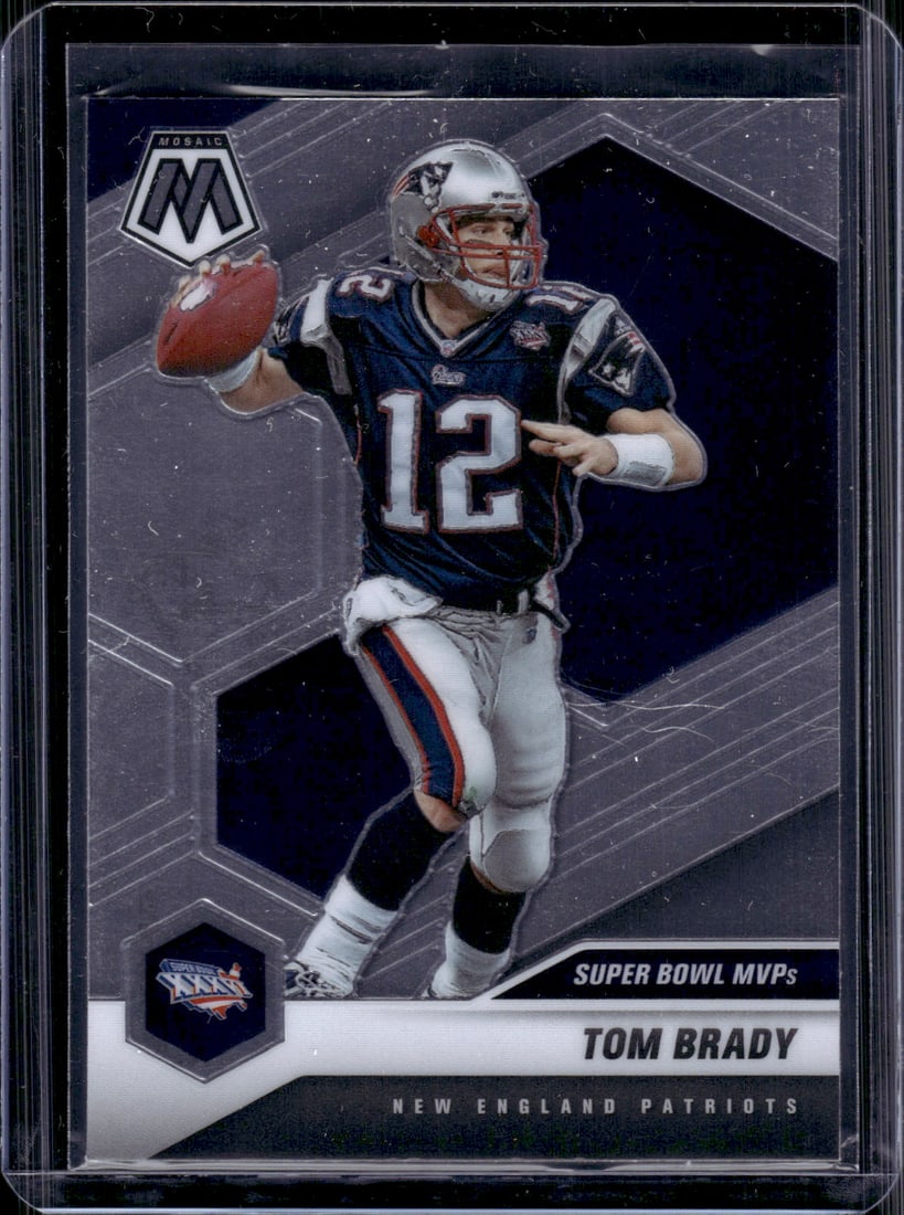 Tom Brady Super Bowl MVPs 2021 Panini Mosaic #281 New England Patriots: Panini Select, Prizm, Mosaic, Contenders, Zenith, Phoenix, Illusions, Absolute, Rookie NFL Sports Trading Cards, SP, SSP, Cards, Football Cards for Sale Near Me, Superbowl & Hall of Fame Player Cards,