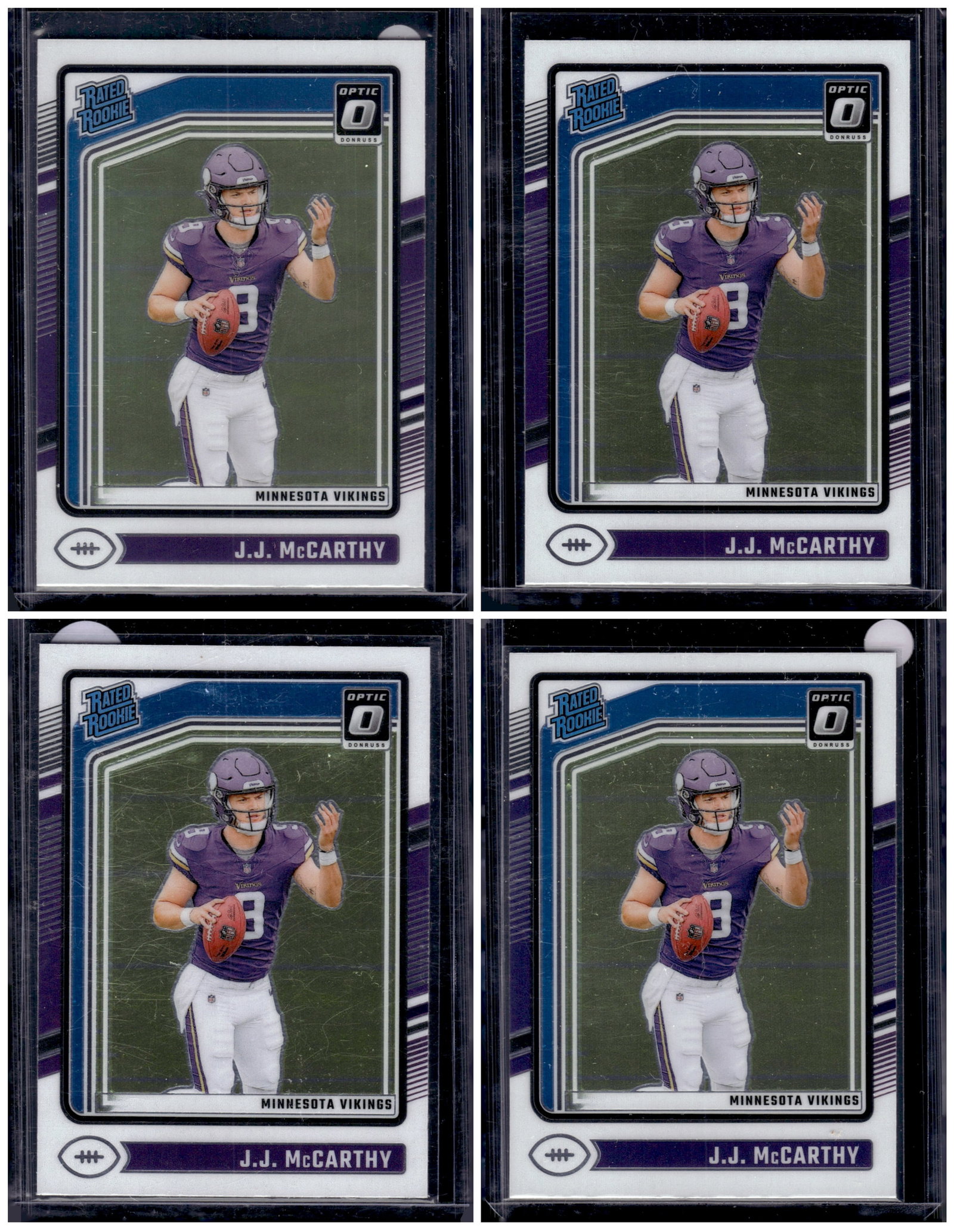 Lot of 4 JJ McCarthy 2024 Donruss Optic Rookie Cards #235. Minnesota Vikings: Donruss Optic Football NLF Trading & Sports Cards, Sports Cards for Sale Near Me, Valuable Memorabilia Auction Lots Sold On Line, SP, SSP