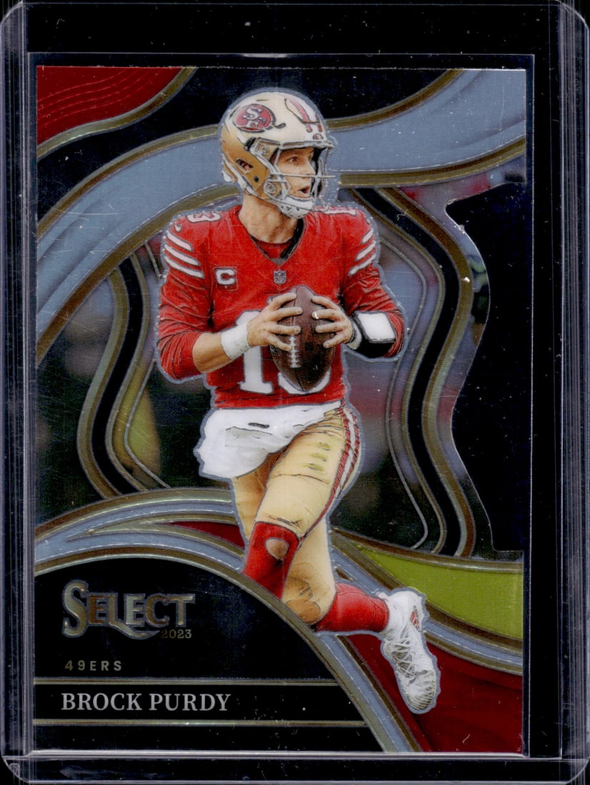 Brock Purdy Red/Yellow Prizm Club Level Die Cut 2023 Panini Select #293 49ers: Panini Select, Prizm, Mosaic, Contenders, Zenith, Phoenix, Illusions, Absolute, Rookie NFL Sports Trading Cards, SP, SSP, Cards, Football Cards for Sale Near Me, Superbowl & Hall of Fame Player Cards,