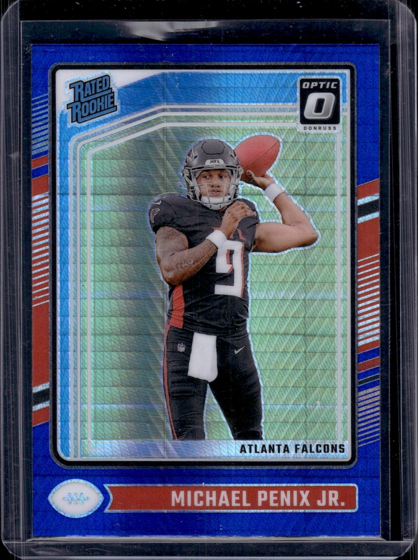 Michael Penix Jr. Rookie Card Blue Hyper Prizm 2024 Donruss Optic #279 Atlanta Falcons (1 of 2)
