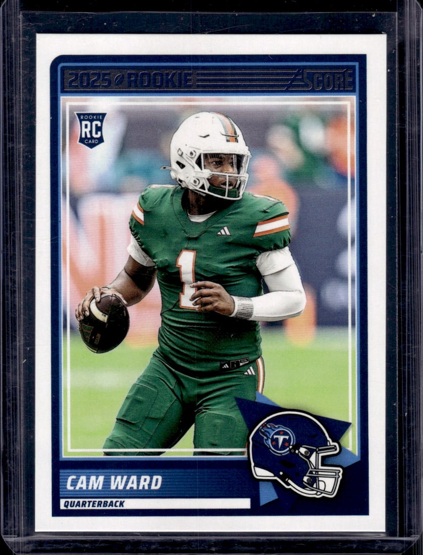 Cam Ward Rookie Card 2025 Panini Score #13 Miami Hurricanes, Titans: Panini Select, Prizm, Mosaic, Contenders, Zenith, Phoenix, Illusions, Absolute, Rookie NFL Sports Trading Cards, SP, SSP, Cards, Football Cards for Sale Near Me, Superbowl & Hall of Fame Player Cards,