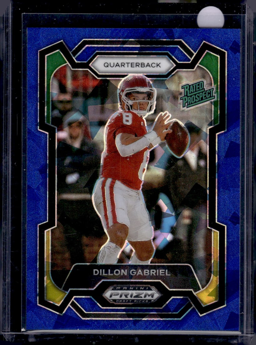 Dillon Gabriel Rated Prospect Blue Ice /99 2024 Prizm Draft Picks #197 Oregon Ducks: Panini Select, Prizm, Mosaic, Contenders, Zenith, Phoenix, Illusions, Absolute, Rookie NFL Sports Trading Cards, SP, SSP, Cards, Football Cards for Sale Near Me, Superbowl & Hall of Fame Player Cards,