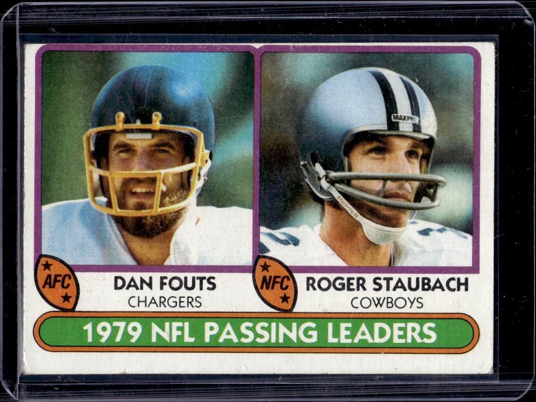 Dan Fouts/Roger Staubach 1979 Passing Leaders 1980 Topps #331: Topps Football NFL Trading Sports Cards, Sports Cards for Sale Near Me, Super Bowl & Hall of Fame Player Cards, Resurgence, Composite, SP, SSP, Valuable Auction Memorabilia Lots For Sale On Line