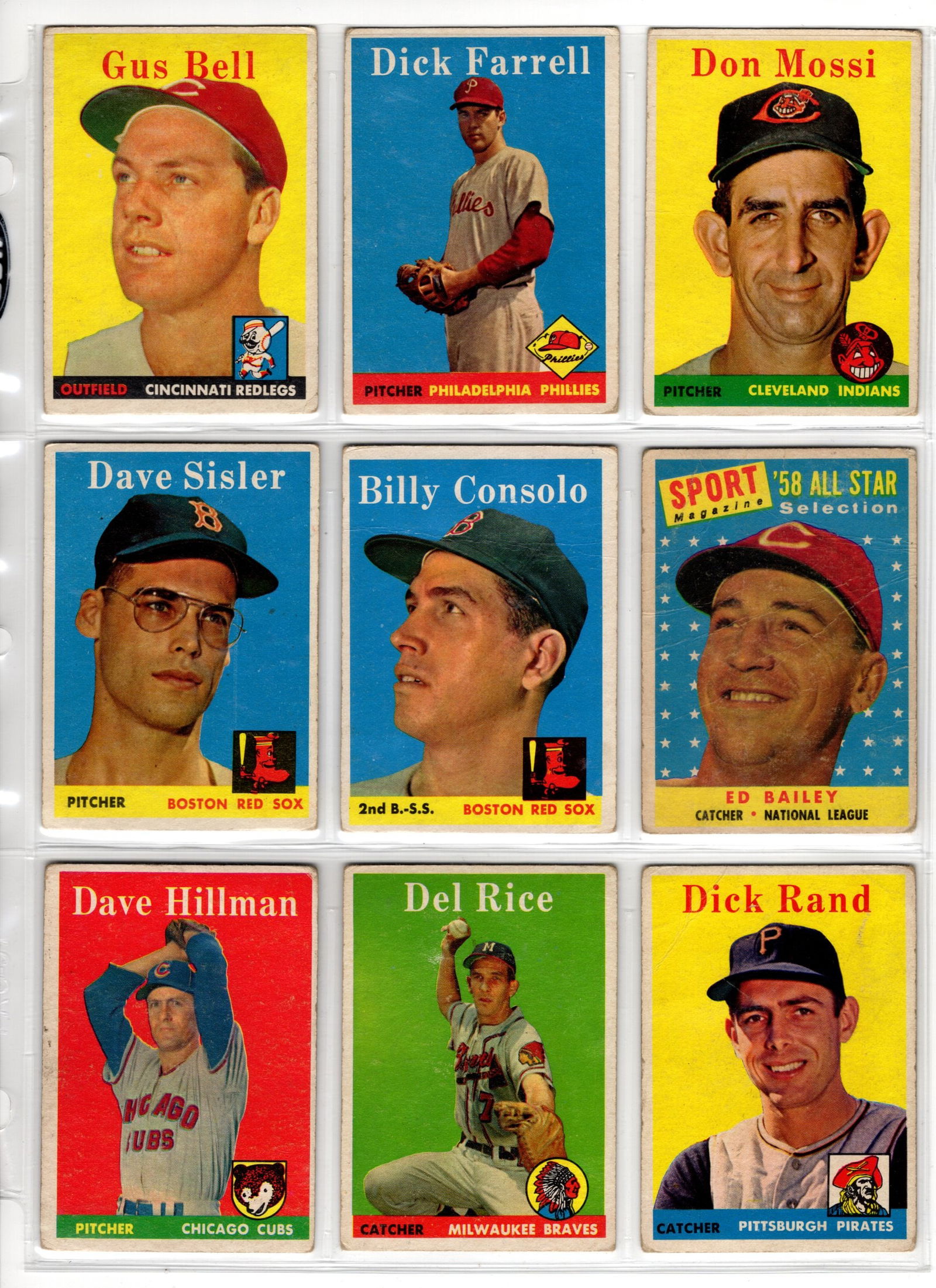 Lot of 9 1958 Topps Vintage Baseball Cards. All Different, See Pictures For Condition (1 of 2)