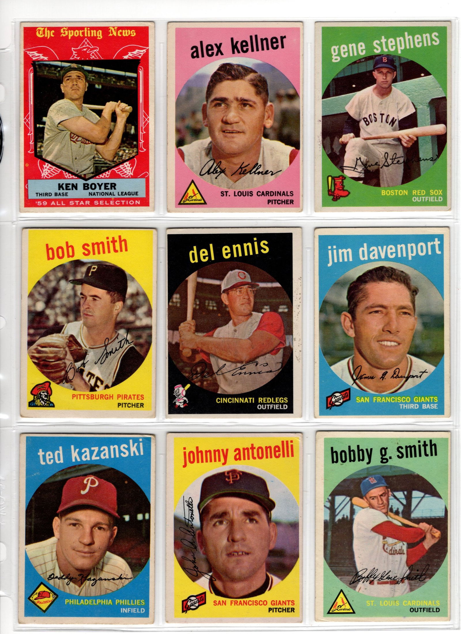 Lot of 9 1959 Topps Vintage Baseball Cards. All Different, See Pictures For Condition (1 of 2)