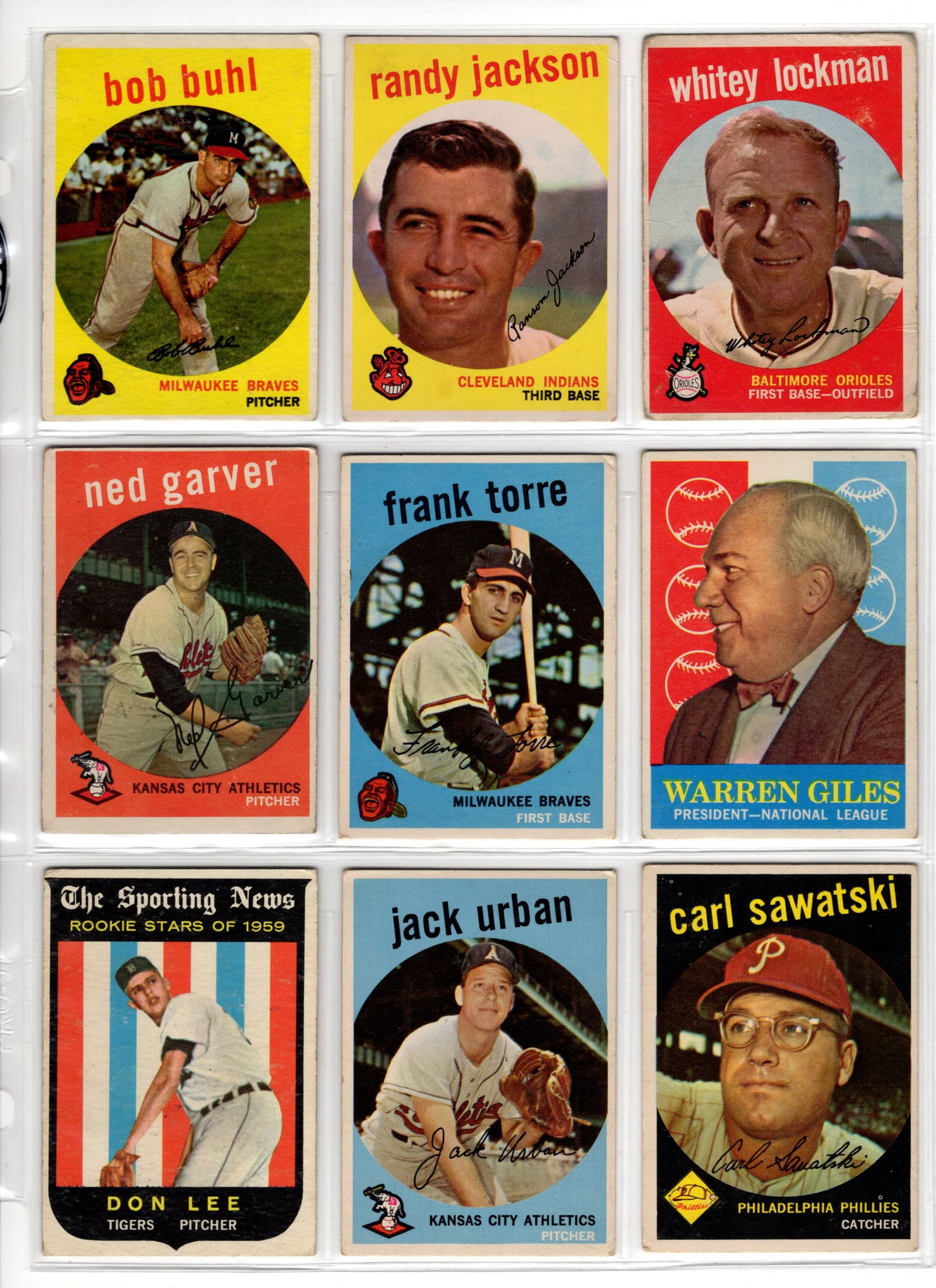 Lot of 9 1959 Topps Vintage Baseball Cards. All Different, See Pictures For Condition (1 of 2)