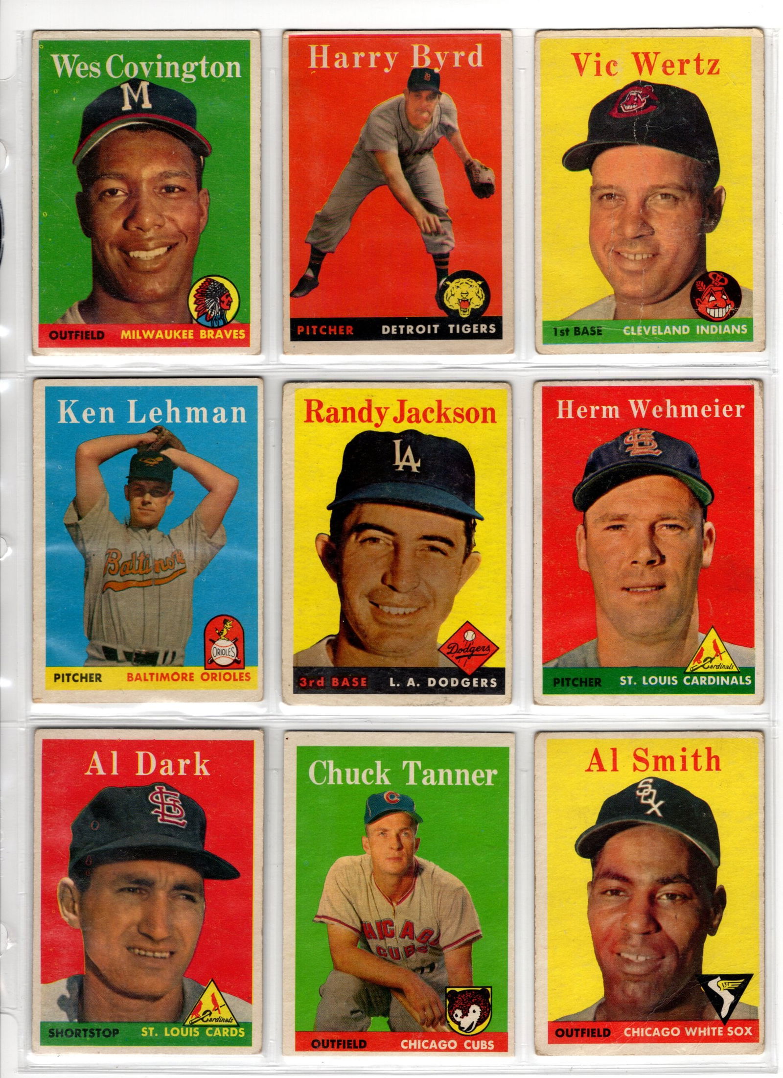 Lot of 9 1958 Topps Vintage Baseball Cards. All Different, See Pictures For Condition (1 of 2)