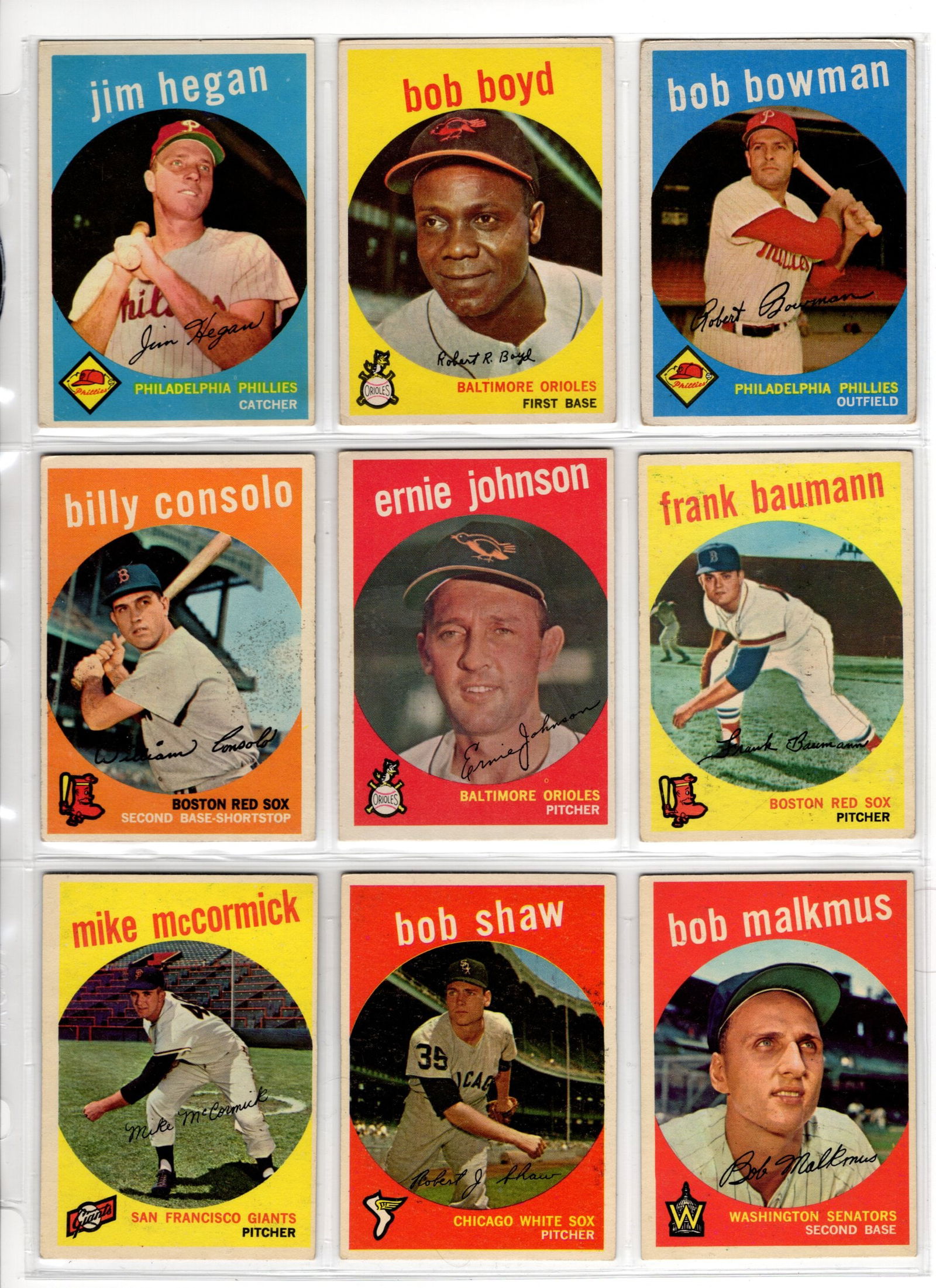 Lot of 9 1959 Topps Vintage Baseball Cards. All Different, See Pictures For Condition (1 of 2)