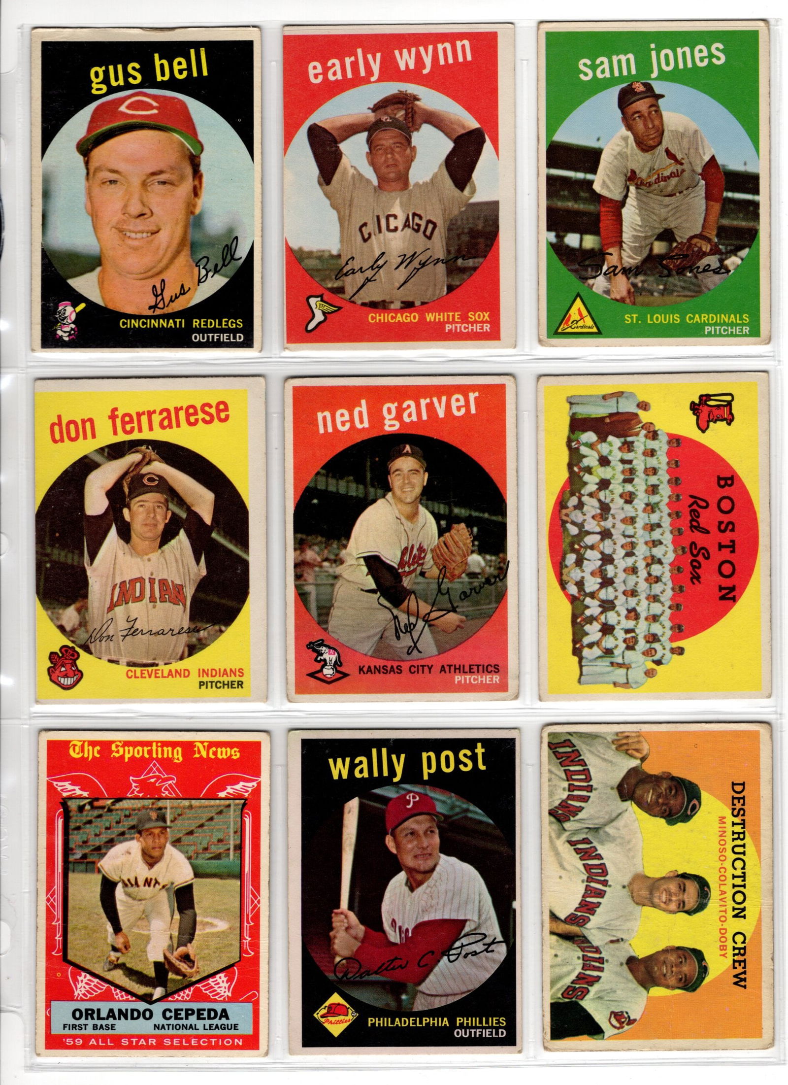 Lot of 9 1959 Topps Vintage Baseball Cards. All Different, See Pictures For Condition (1 of 2)