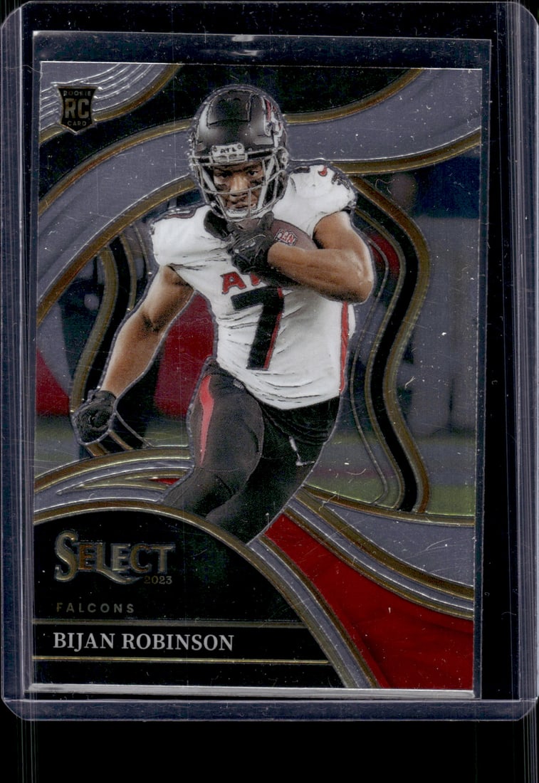 Bijan Robinson Rookie Card Club Level 2023 Panini Select #296 Atlanta Falcons: Panini Select, Prizm, Mosaic, Contenders, Zenith, Phoenix, Illusions, Absolute, Rookie NFL Sports Trading Cards, SP, SSP, Cards, Football Cards for Sale Near Me, Superbowl & Hall of Fame Player Cards,