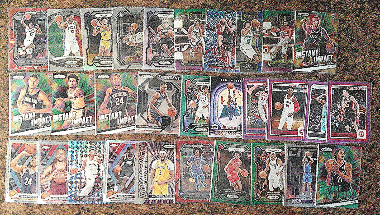 30 Card Lot of Panini Basketball Cards: Mostly Prizm, Mosaic, NBA Hoops, Rookies, Inserts, & (1 of 1)