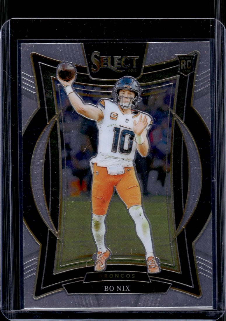 Bo Nix Rookie Card 2024 Panini Select #30 Denver Broncos: Panini Select, Prizm, Mosaic, Contenders, Zenith, Phoenix, Illusions, Absolute, Rookie NFL Sports Trading Cards, SP, SSP, Cards, Football Cards for Sale Near Me, Superbowl & Hall of Fame Player Cards,