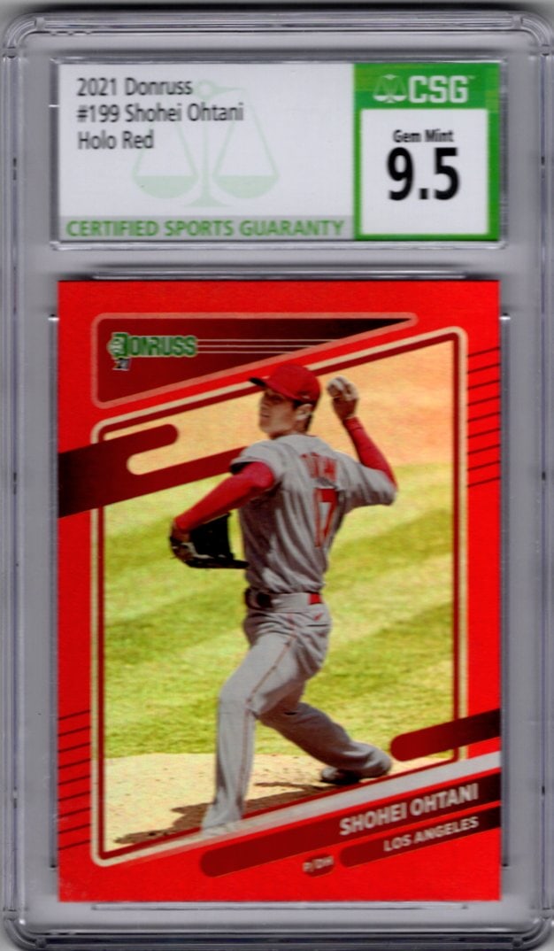 Shohei Ohtani Holo Red 2021 Panini Donruss #199 CSG 9.5 Angels, Dodgers (1 of 2)