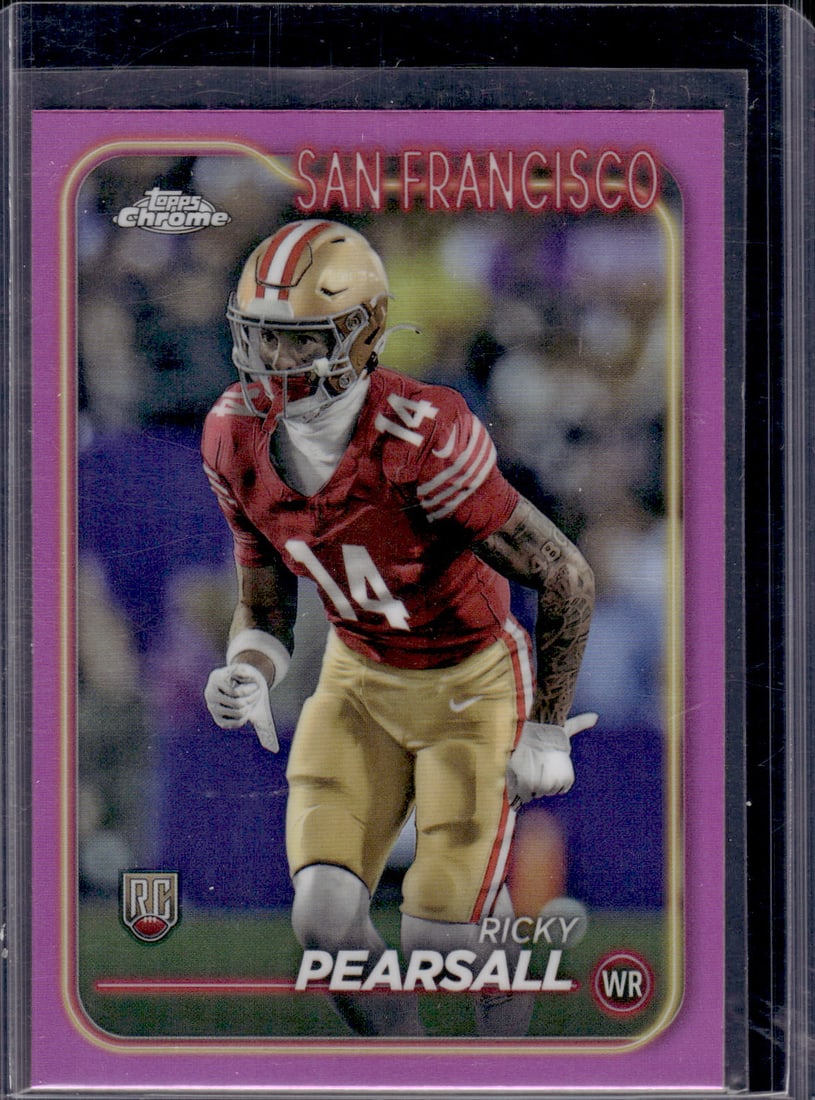 Ricky Pearsall Rookie Card Pink Refractor 2024 Topps Chrome #243 San Francisco 49ers: Topps Football NFL Trading Sports Cards, Sports Cards for Sale Near Me, Super Bowl & Hall of Fame Player Cards, Resurgence, Composite, SP, SSP, Valuable Auction Memorabilia Lots For Sale On Line