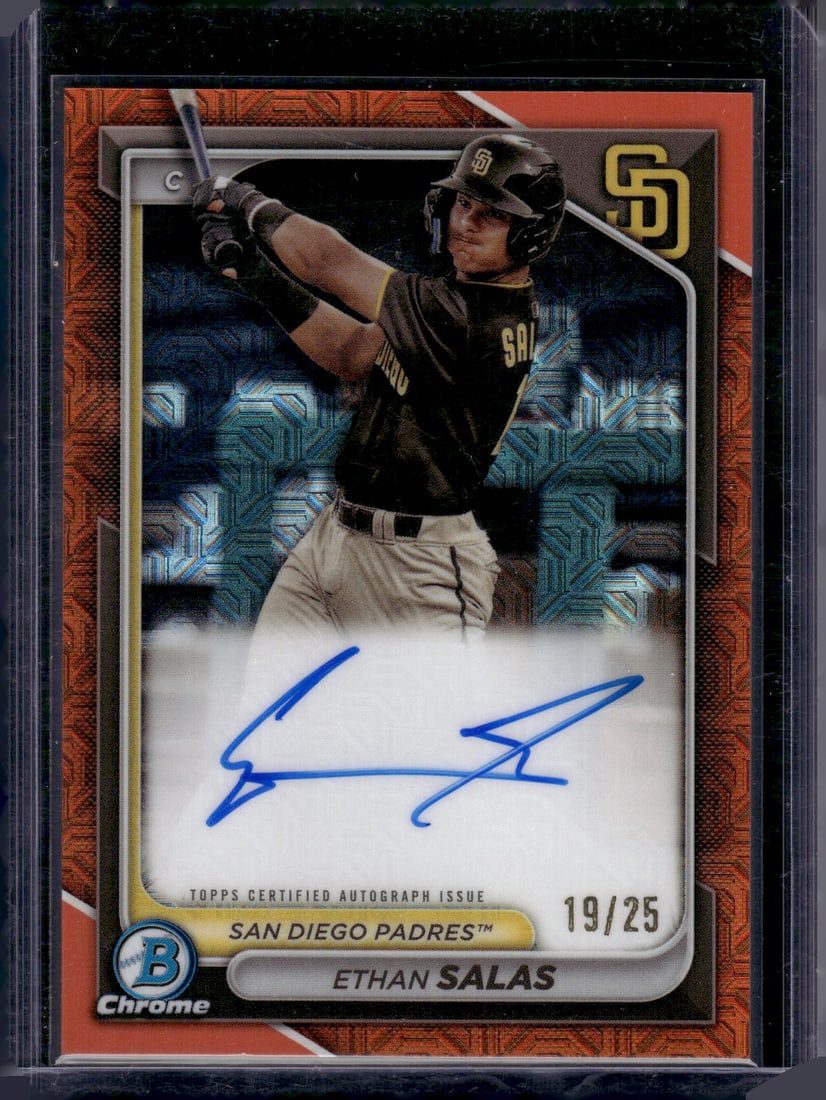 Ethan Salas Orange Mojo Refractor Auto /25 2024 Bowman Chrome #BMA-ES Padres (1 of 2)