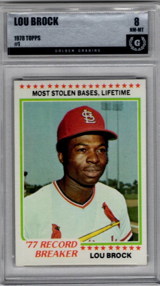 Lou Brock 1978 Topps #1 Golden Grading 8 St. Louis Cardinals (1 of 2)