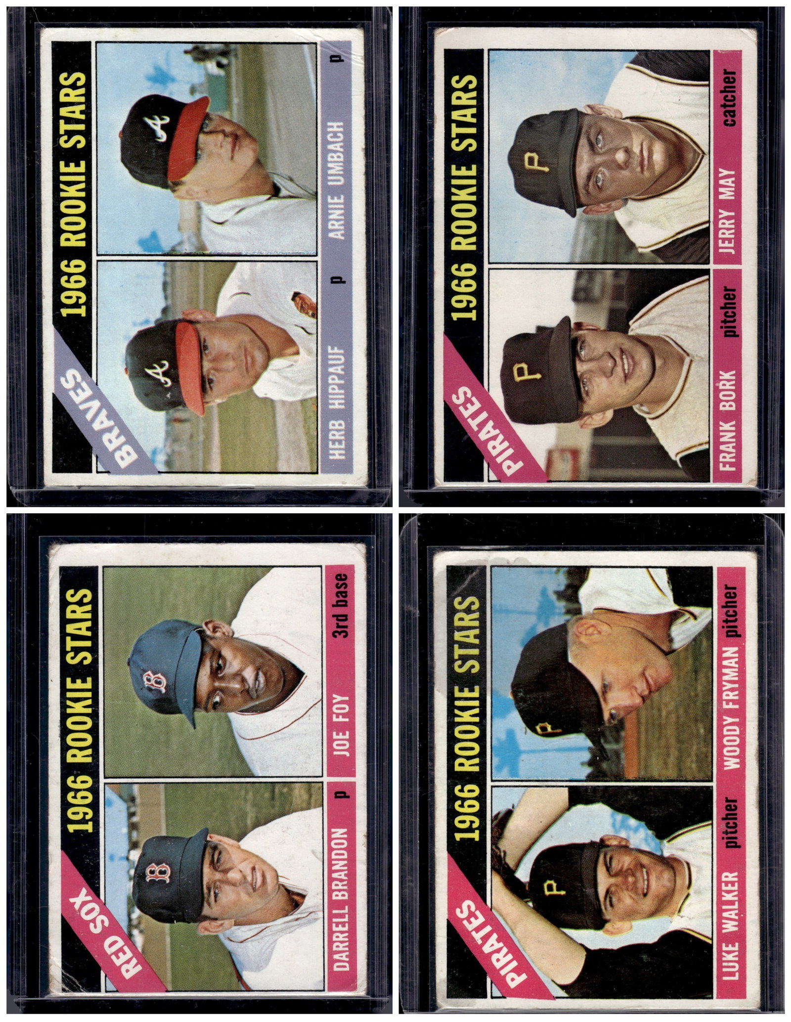 Lot of 4 1966 Topps Rookie Stars Vintage Baseball Cards. See Pictures for Condition (1 of 2)