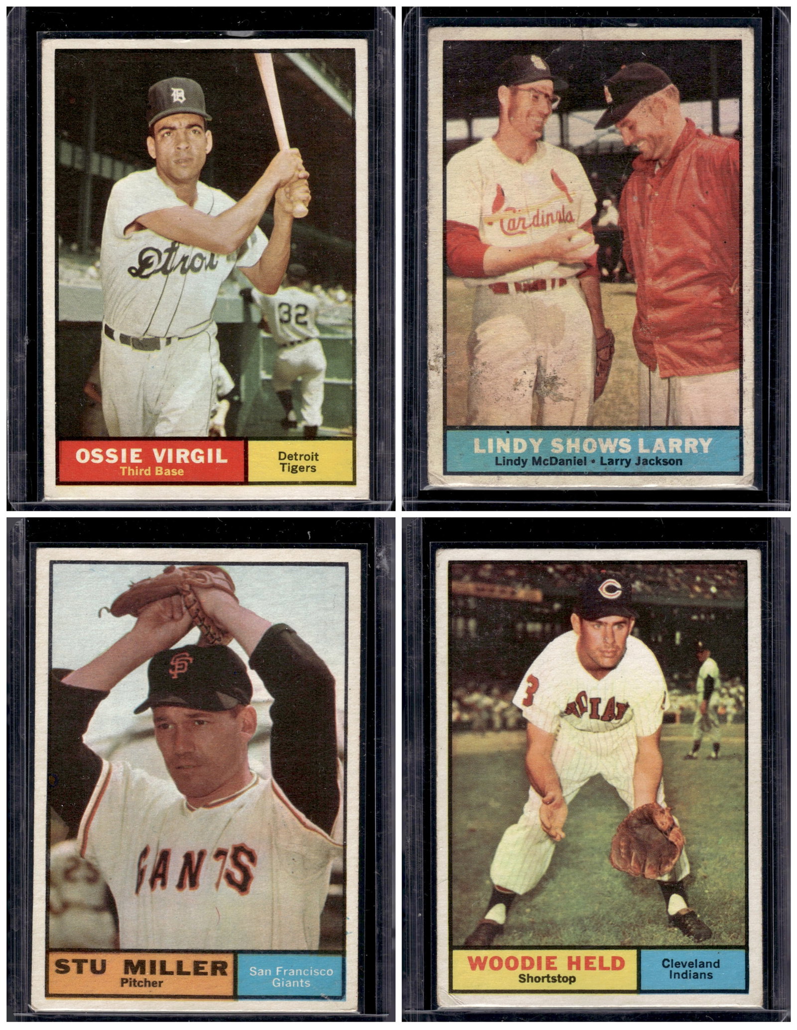 Lot of 4 1961 Topps Vintage Baseball Cards. All Different, Conditions Vary, See Pictures (1 of 2)