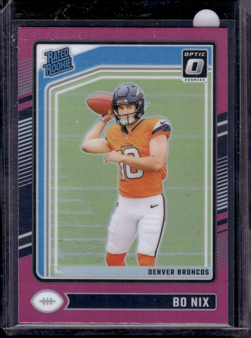 Bo Nix Rookie Card Pink Prizm 2024 Donruss Optic #209 Denver Broncos (1 of 2)