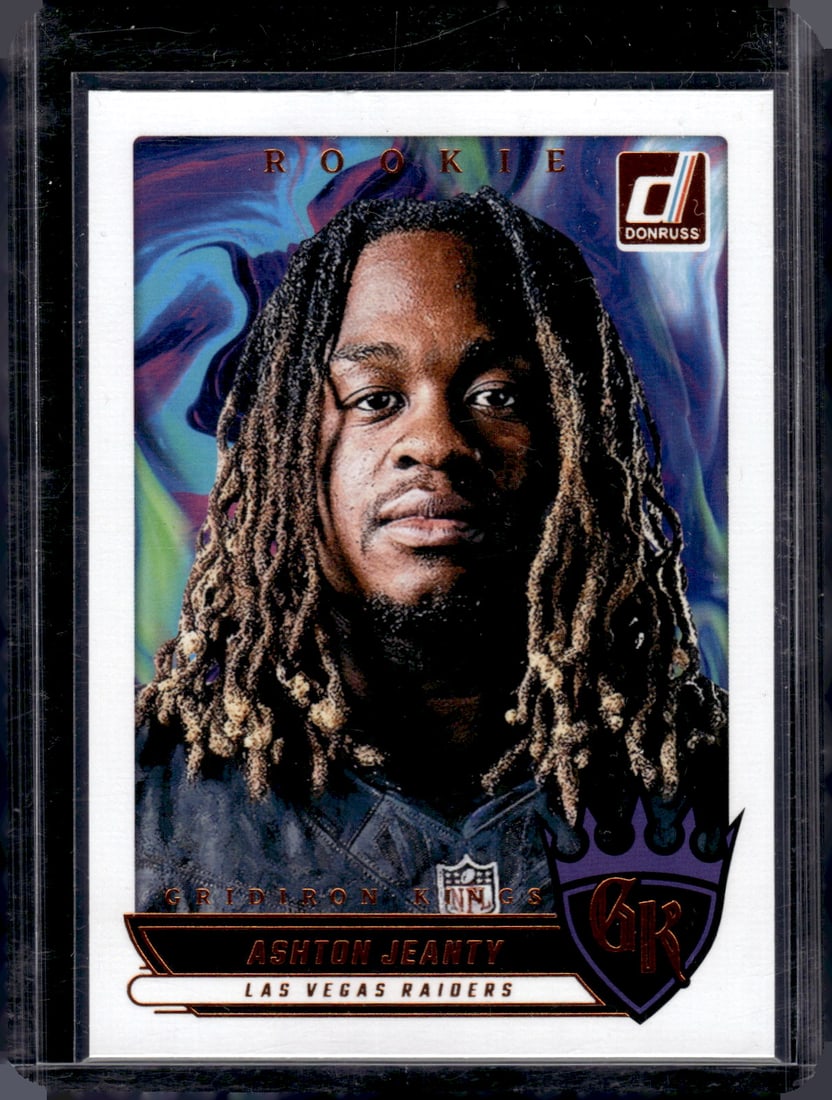 Ashton Jeanty Rookie Card Gridiron Kings 2025 Donruss #RGK-AJY Las Vegas Raiders: Panini Select, Prizm, Mosaic, Contenders, Zenith, Phoenix, Illusions, Absolute, Rookie NFL Sports Trading Cards, SP, SSP, Cards, Football Cards for Sale Near Me, Superbowl & Hall of Fame Player Cards,