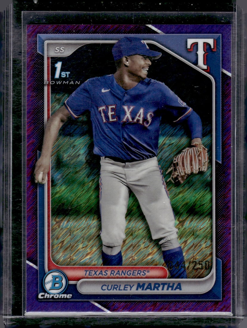 Curley Martha 1st Bowman Purple Shimmer /250 2024 Bowman Chrome #BCP-168 Rangers (1 of 2)