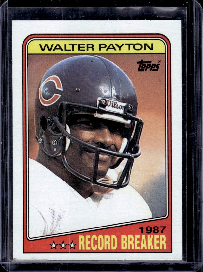 Walter Payton Record Breaker 1988 Topps #5 Chicago Bears: Topps Football NFL Trading Sports Cards, Sports Cards for Sale Near Me, Super Bowl & Hall of Fame Player Cards, Resurgence, Composite, SP, SSP, Valuable Auction Memorabilia Lots For Sale On Line