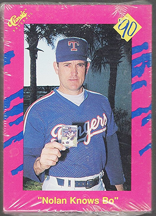 1990 Classic Baseball Pink Travel Edition Sealed Pack of 25 Cards Nolan Knows Bo on Front (1 of 2)