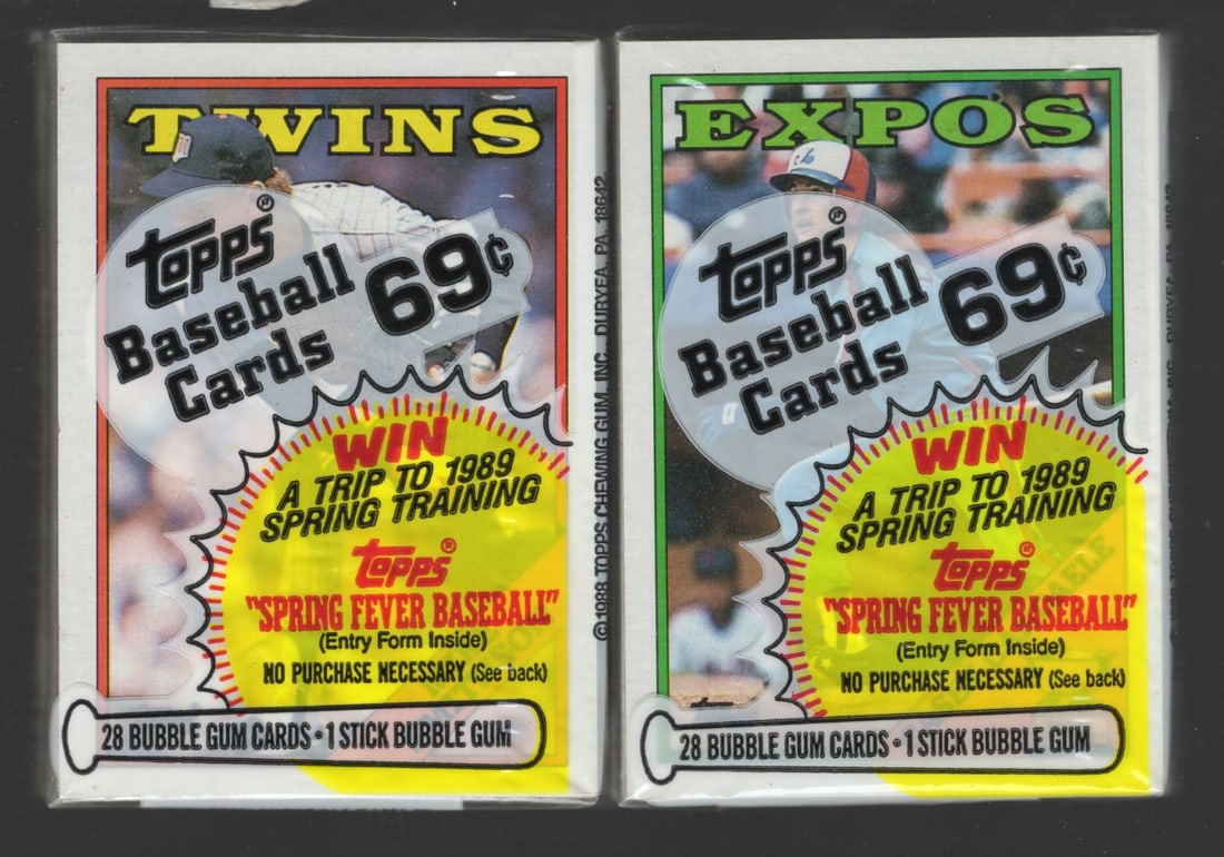 2 Count: 1988 Topps Series 1 Vintage Baseball Card CELLO RETAIL BOX PACKS Sports Cards: Topps Vintage Rookie Basseball MLB Trading & Sports Cards, Rookie Cards in this Set are Tom Glavine, & Jim Abbott, Old Baseball and Sports Cards For Sale Near Me, World Series Players, Hall of Fame St