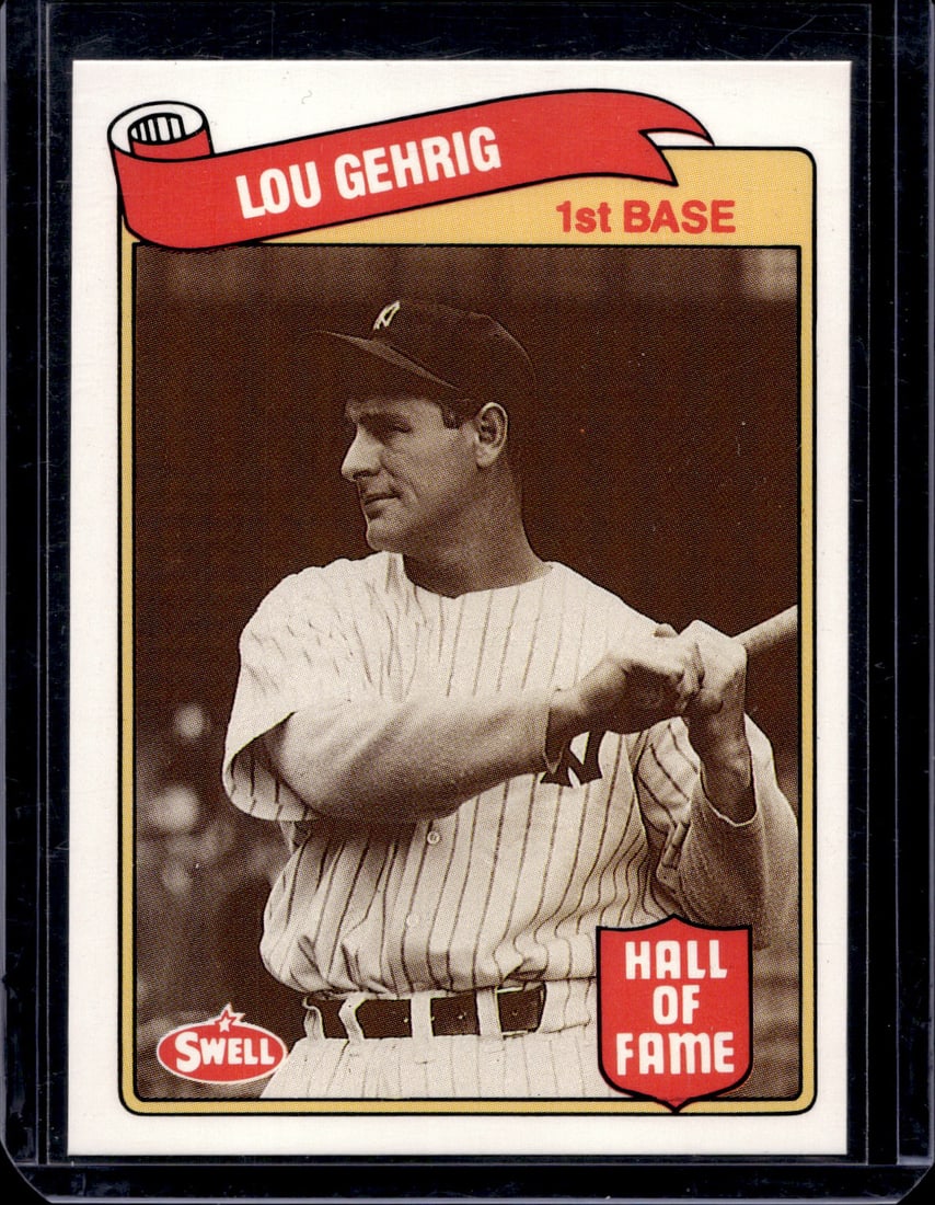 Lou Gehrig 1989 Swell Baseball Greats #25 New York Yankees: Swell Vintage Baseball MLB Trading & Sports Cards, Sports Cards for Sale Near Me, World Series & Hall of Fame Players Memorabilia, Refractors, X-Fractors, Numbered, SP, SSP, Valuable Auction Memorabil