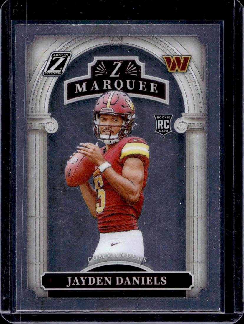 Jayden Daniels Rookie Card Z Marquee 2024 Panini Zenith #2 Washington Commanders: Panini Select, Prizm, Mosaic, Contenders, Zenith, Phoenix, Illusions, Absolute, Rookie NFL Sports Trading Cards, SP, SSP, Cards, Football Cards for Sale Near Me, Superbowl & Hall of Fame Player Cards,