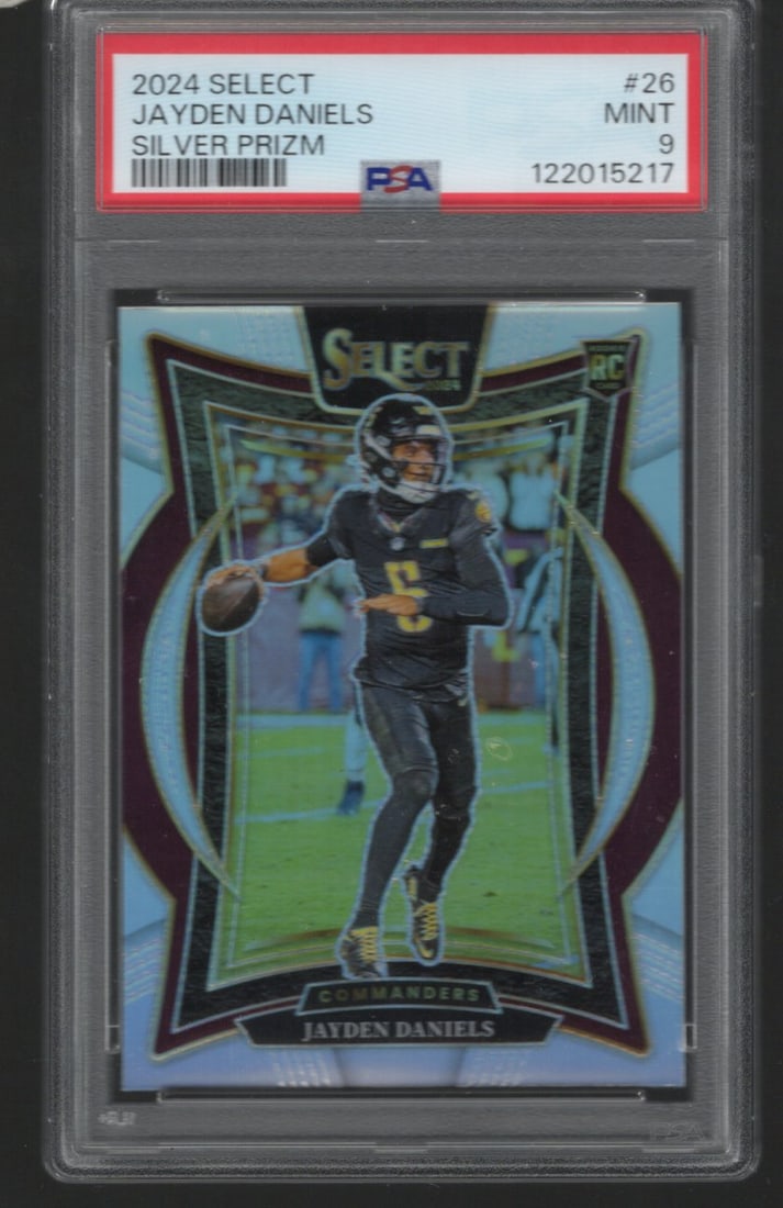 Jayden Daniels Rookie Card Silver Prizm 2024 Select #26 PSA 9 Washington Commanders (1 of 2)