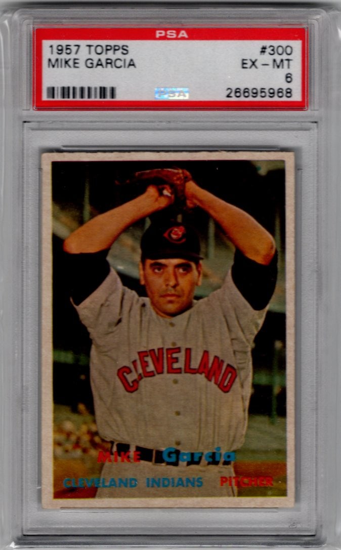 Mike Garcia 1957 Topps #300 PSA 6 Cleveland Indians Vintage Baseball Card (1 of 2)