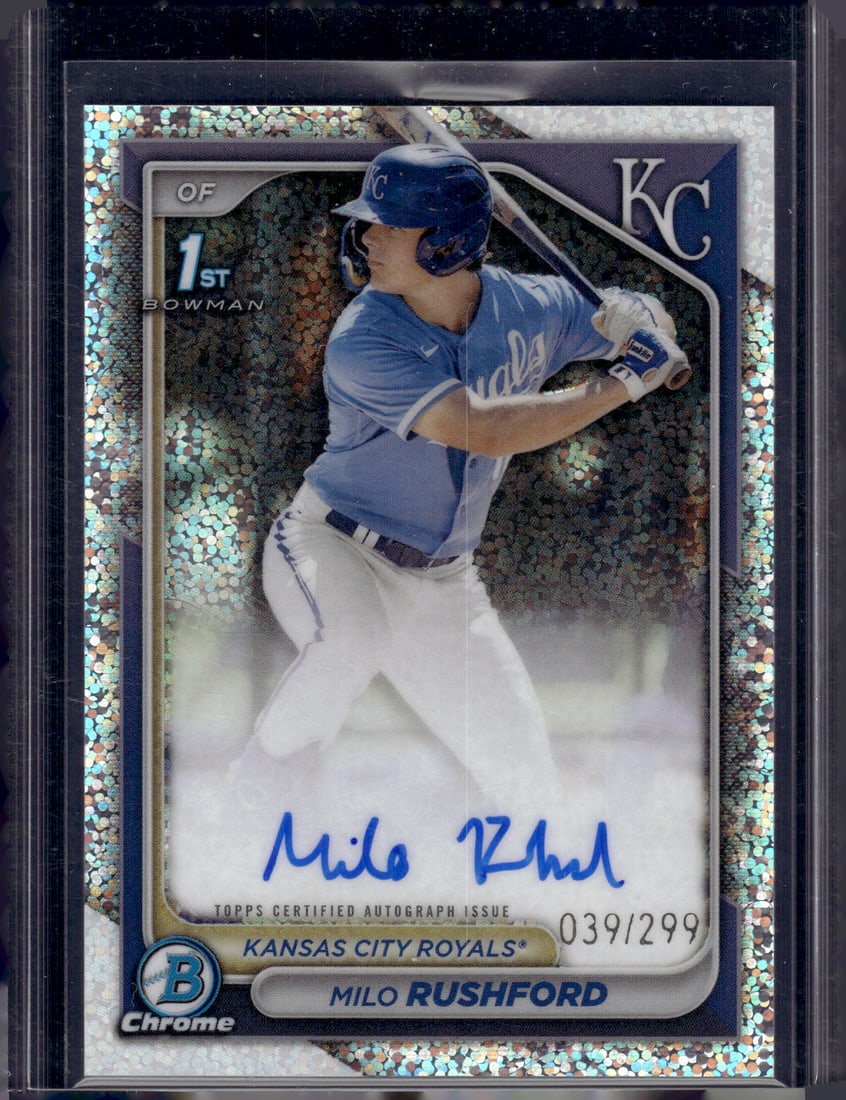 Milo Rushford 1st Bowman Speckle Refractor Auto /299 2024 Bowman Chrome #CPA-MR (1 of 2)