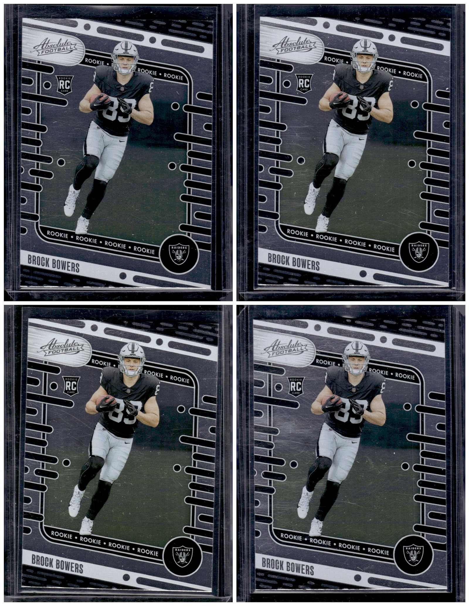 Lot of 4 Brock Bowers Rookie Cards 2024 Panini Absolute #113 Las Vegas Raiders: Panini Select, Prizm, Mosaic, Contenders, Zenith, Phoenix, Illusions, Absolute, Rookie NFL Sports Trading Cards, SP, SSP, Cards, Football Cards for Sale Near Me, Superbowl & Hall of Fame Player Cards,