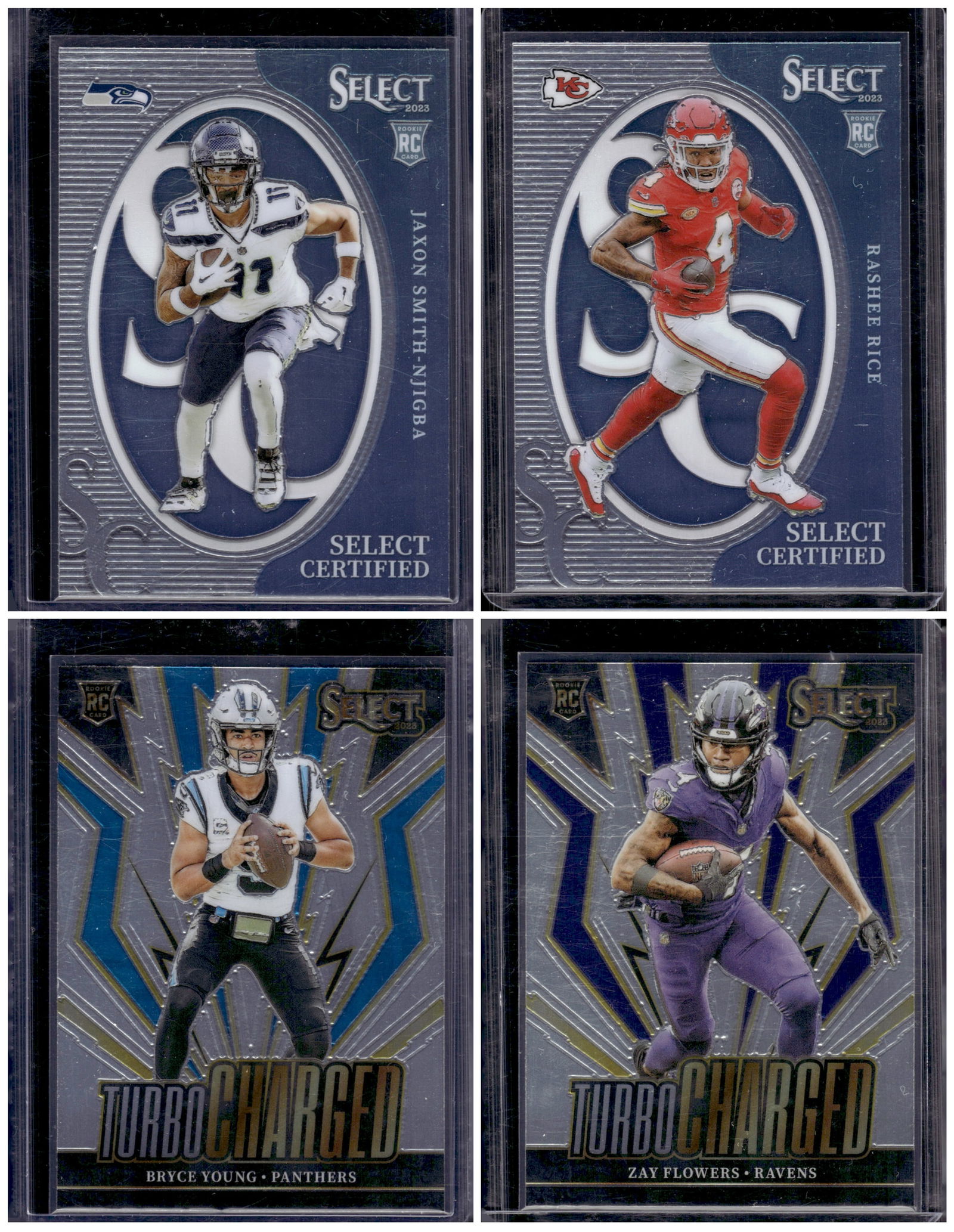 Lot of 4 2023 Panini Select NFL Rookie Inserts. Smith-Njigba, Rice, Young, Flowers (1 of 2)