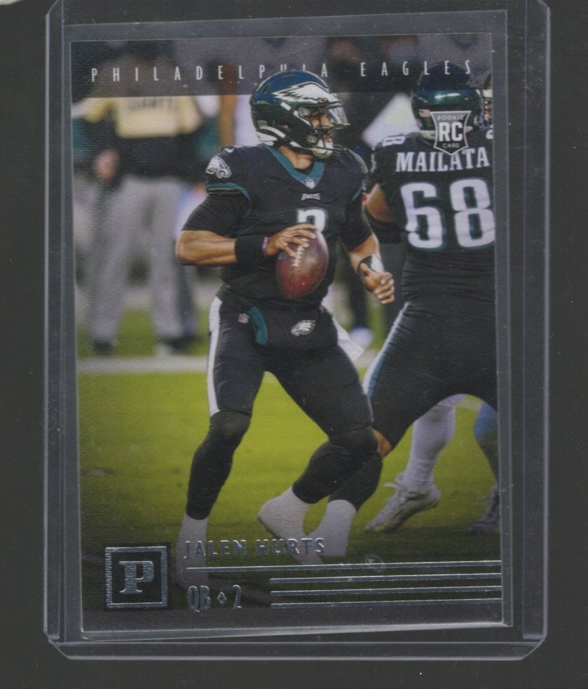 Jalen Hurts Rookie Card 2020 Chronicles Panini #PA-5 Philadelphia Eagles: Panini Select, Prizm, Mosaic, Contenders, Zenith, Phoenix, Illusions, Absolute, Rookie NFL Sports Trading Cards, SP, SSP, Cards, Football Cards for Sale Near Me, Superbowl & Hall of Fame Player Cards,