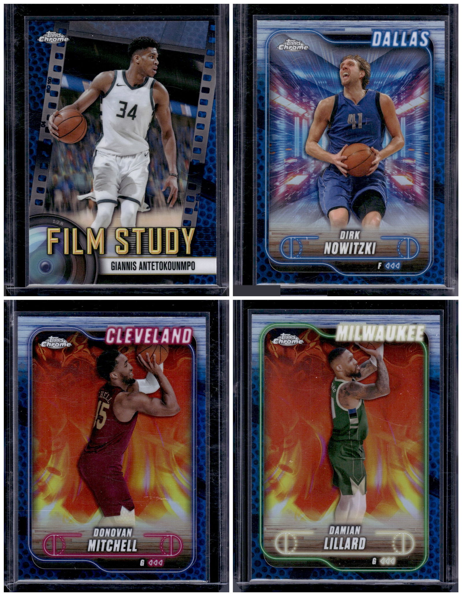 Lot of 4 2024-25 Topps Chrome NBA Blue Basketball Refractors (1 of 2)