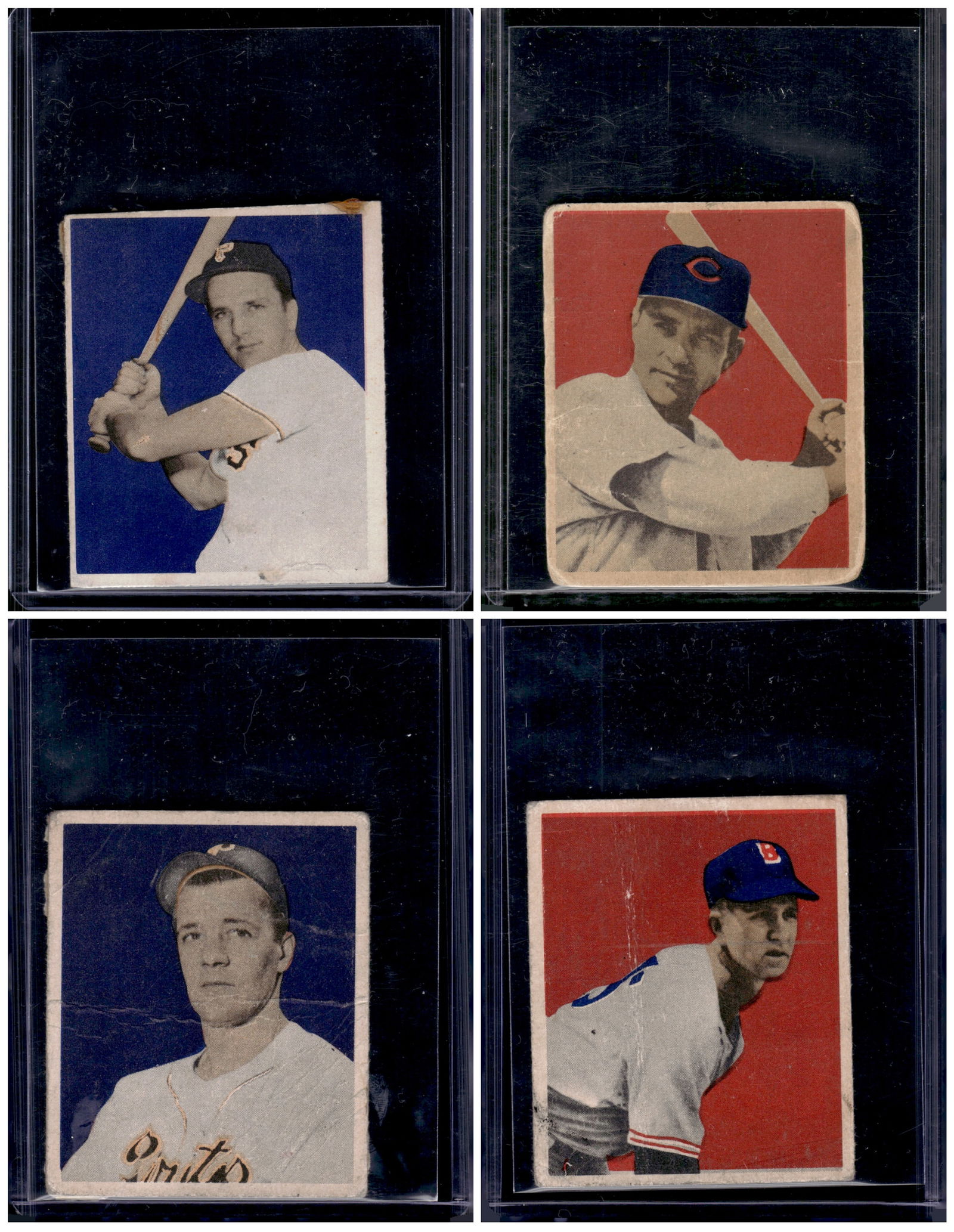 Lot of 4 1949 Bomwan Vintage Baseball Cards. Low Grade/Poor Condition See Pictures (1 of 2)